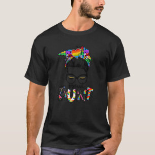 Rainbow Messy Bun Proud tante Gay & Lesbian Lgbt P T-shirt