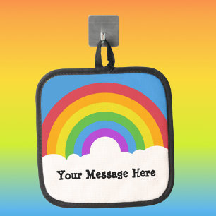 Rainbow met Clouds Custom Bericht Pannenlap