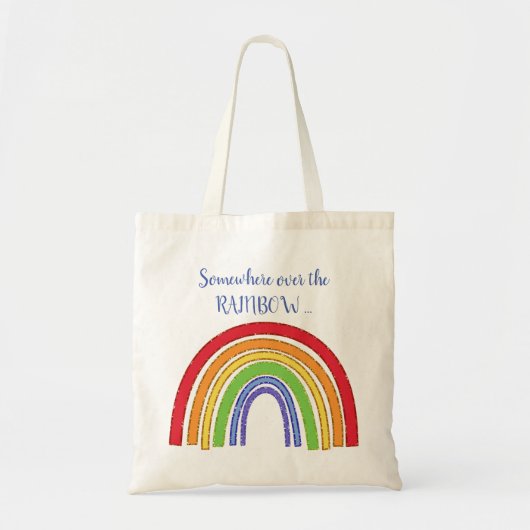 RAINBOW met Faux Glitter Border Tote Bag (Voorkant)