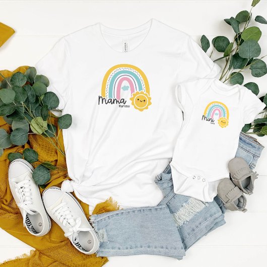 Rainbow met Sun Mama Mini Matching Mama T-shirt
