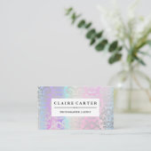 Rainbow Metallic Blend | Zilveren Damask Patroon Visitekaartje (Staand voorkant)