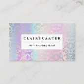 Rainbow Metallic Blend | Zilveren Damask Patroon Visitekaartje (Voorkant)