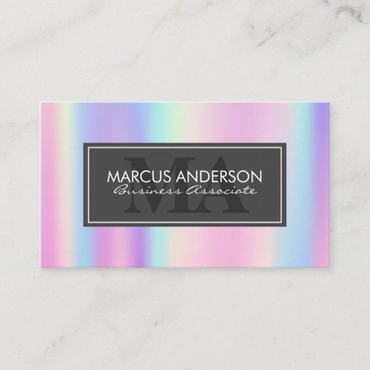Rainbow Metallic | Classic Two Initiaal Monogram Afsprakenkaartje (Voorkant)