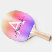 Rainbow Metallic Folie Monogram Naam Initiaal Tafeltennisbatje (Zijkant)