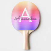 Rainbow Metallic Folie Monogram Naam Initiaal Tafeltennisbatje (Voorkant)