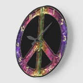 Rainbow Metallic Peace Sign-klok Grote Klok (Hoek)