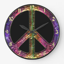  Rainbow Metallic Peace Sign-klok