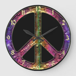  Rainbow Metallic Peace Sign-klok Grote Klok