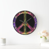 Rainbow Metallic Peace Sign-klok Grote Klok (Huis)