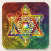 Rainbow Metatron's Cube Flower of Life Onderzetter (Voorkant)