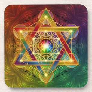 Rainbow Metatron's Cube Flower of Life Onderzetter