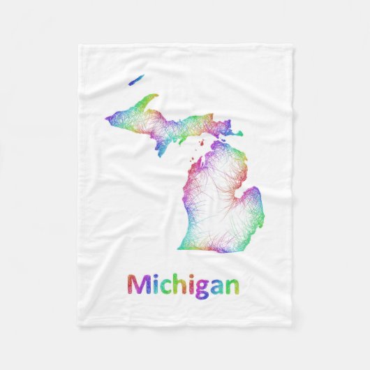 Rainbow Michigan-kaart Fleece Deken (Voorkant)