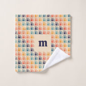 Rainbow Mid Century Modern Patroon Monogram Bad Handdoek (Wasdoekje)
