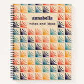 Rainbow Mid Century Modern Patroon Monogram Notitieboek (Voorkant)