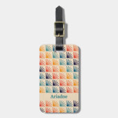 Rainbow Mid Century Modern Retro Monogram Bagagelabel (Voorkant verticaal)