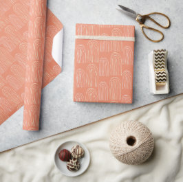 Rainbow Mid Century Oranje Chic Pattern Cadeaupapier