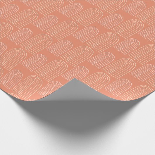 Rainbow Mid Century Oranje Chic Pattern Cadeaupapier (Hoek)