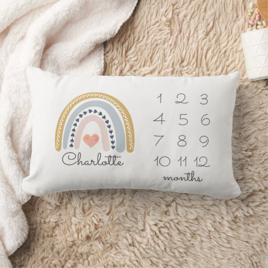 Rainbow Milestone Nursery Lumbar Pillow Kussen (Deken)