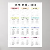 Rainbow Minimalist 2025 2026 Calendar Poster (Voorkant)