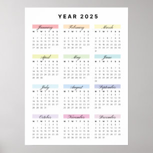 Rainbow Minimalist 2025 Kalender Poster