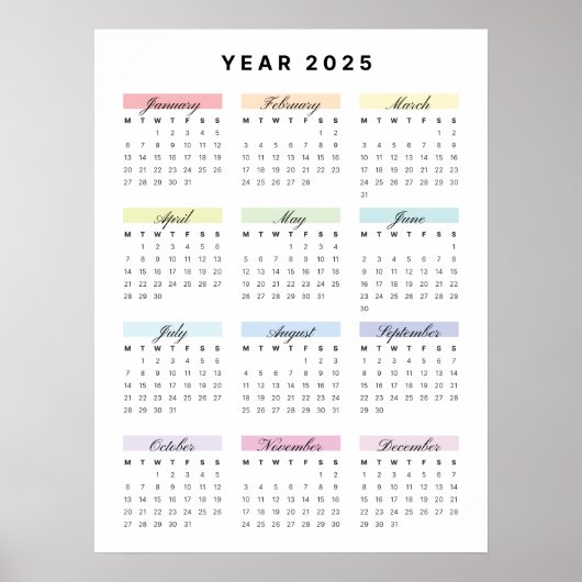 Rainbow Minimalist 2025 Kalender Poster (Voorkant)