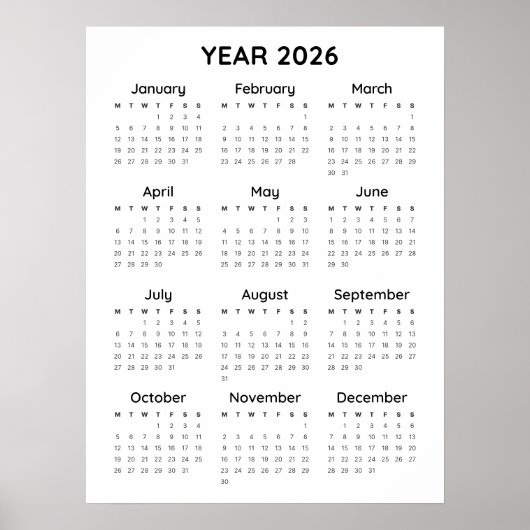 Rainbow Minimalist 2026 Kalender Poster (Voorkant)