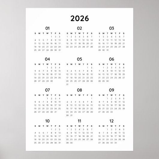 Rainbow Minimalist 2026 Kalender Poster (Voorkant)