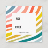 Rainbow Minimalist Stripes Handmade Price Hang Tag Vierkante Visitekaartje (Achterkant)
