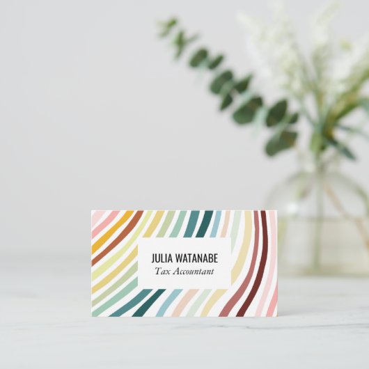 Rainbow minimalist Stripes Handmade Social Media Visitekaartje (Staand voorkant)