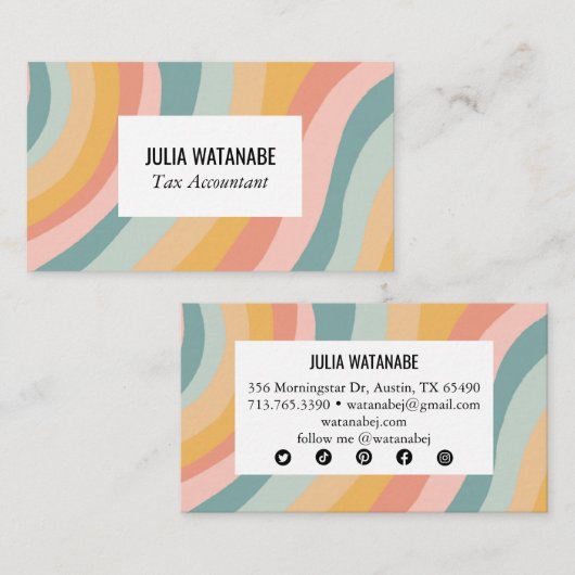 Rainbow minimalist Stripes Handmade Social Media Visitekaartje (Voorkant / Achterkant)