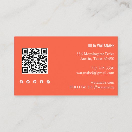 Rainbow Minimalist Stripes QR Code Social Media Visitekaartje (Achterkant)