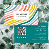 Rainbow Minimalist Stripes QR Code Social Media Visitekaartje