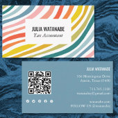 Rainbow Minimalist Stripes QR Code Social Media Visitekaartje