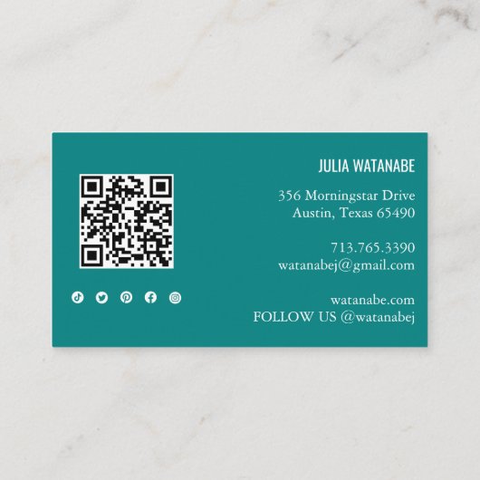 Rainbow Minimalist Stripes QR Code Social Media Visitekaartje (Achterkant)