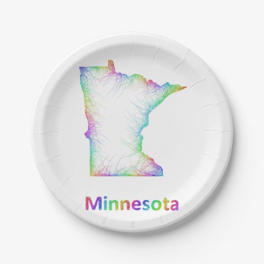 Rainbow Minnesota-kaart Papieren Bordje (Voorkant)