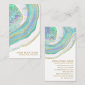 *~* Rainbow Mint Blue Agate Gold Glitter Pastel Visitekaartje (Voorkant / Achterkant)