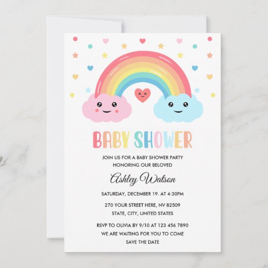 Rainbow Miracle Baby Shower Kaart (Voorkant)