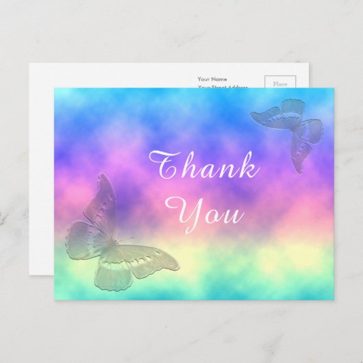 [Rainbow Mist] Kleurrijke Vlinders Dank u Briefkaart (Voorkant / Achterkant)
