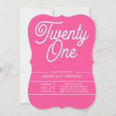 Rainbow Modern 21st Birthday Party Invitation Kaart (Voorkant)