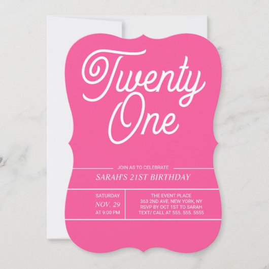 Rainbow Modern 21st Birthday Party Invitation Kaart (Voorkant)