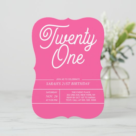 Rainbow Modern 21st Birthday Party Invitation Kaart (Staand voorkant)