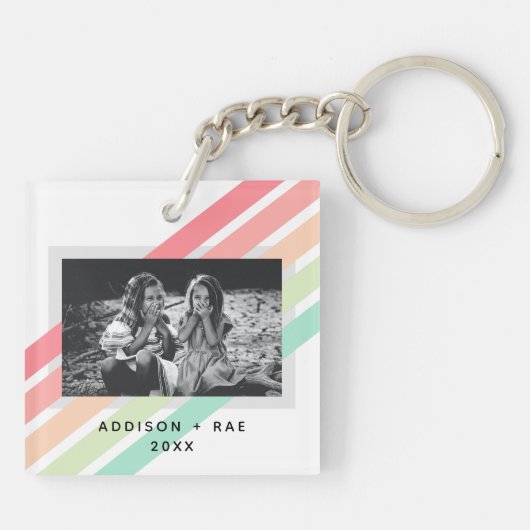 Rainbow Modern Custom 1 - Fotocadeau Sleutelhanger (Achterkant)