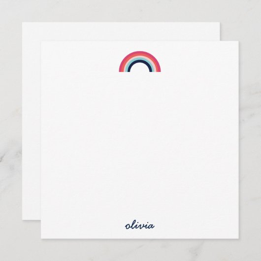 Rainbow Modern, speciaal aangepast script, blauw Notitiekaartje (Voorkant / Achterkant)