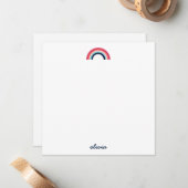 Rainbow Modern, speciaal aangepast script, blauw Notitiekaartje (Voorkant / Achterkant in situ)