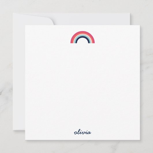 Rainbow Modern, speciaal aangepast script, blauw Notitiekaartje (Voorkant)