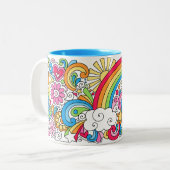 Rainbow-Mok voor vredesliefde en geluk met een lag Tweekleurige Koffiemok (Voorkant links)