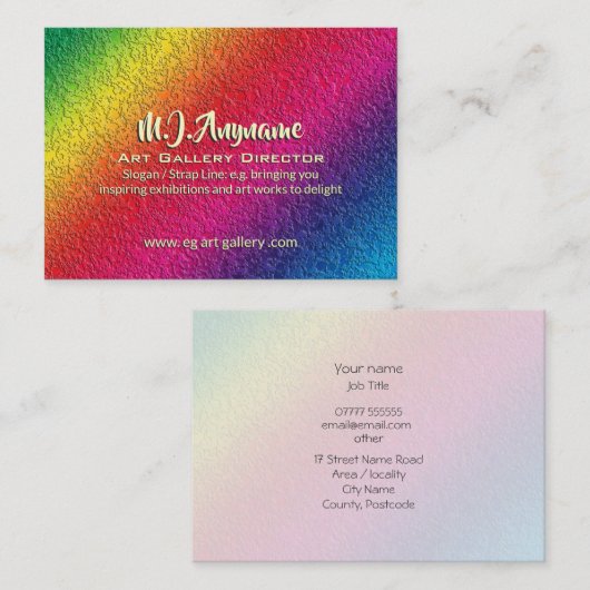 Rainbow Molten Glass Splatter Effect Visitekaartje (Voorkant / Achterkant)