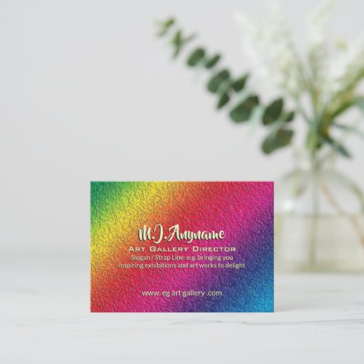 Rainbow Molten Glass Splatter Effect Visitekaartje (Staand voorkant)