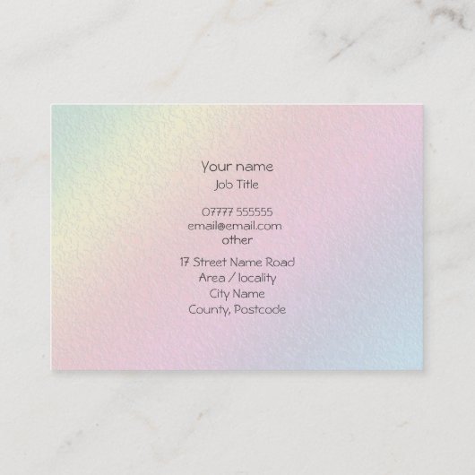 Rainbow Molten Glass Splatter Effect Visitekaartje (Achterkant)