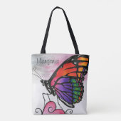 Rainbow Monarch Butterfly Colorful Fantasy Art Tote Bag (Achterkant)